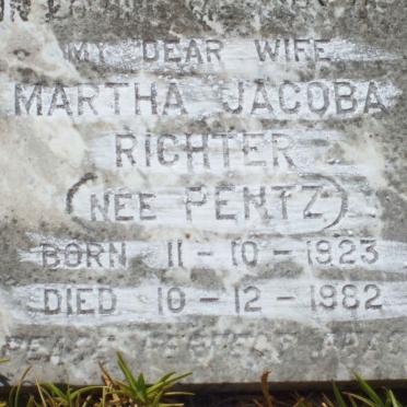 RICHTER Martha Jacoba nee PENTZ 1923-1982