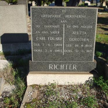 RICHTER Carl Eduard 1904-1965 &amp; Aletta Dorothea 1902-1977