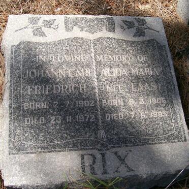 RIX Johann Carl Friedrich 1902-1972 &amp; Alida Maria LAAS 1906-1985