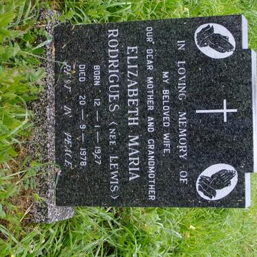 RODRIGUES Elizabeth Maria nee LEWIS 1927-1978