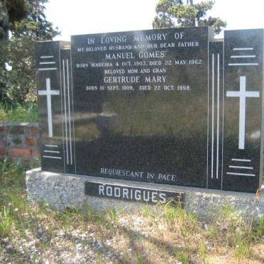RODRIGUES Manuel Gomes 1903-1962 &amp; Gertrude Mary 1909-1998
