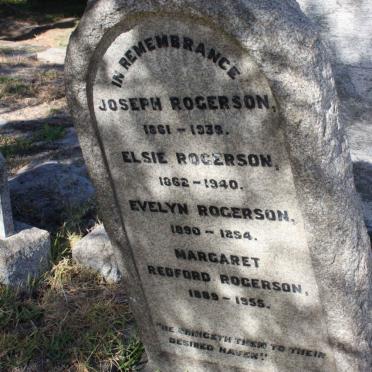 ROGERSON Joseph 1861-1938 :: ROGERSON Elsie 1862-1940 :: ROGERSON Evelyn 1890-1894 :: ROGERSON Margaret Redford 1889-1955