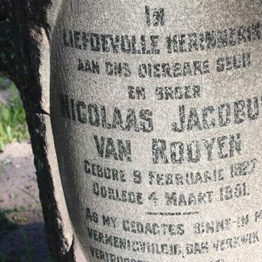 ROOYEN Nicolaas Jacobus, van 1927-1991