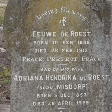 ROEST Eeuwe, de 1846-1913 &amp; Adriana Hendrika MISDORP 1853-1929