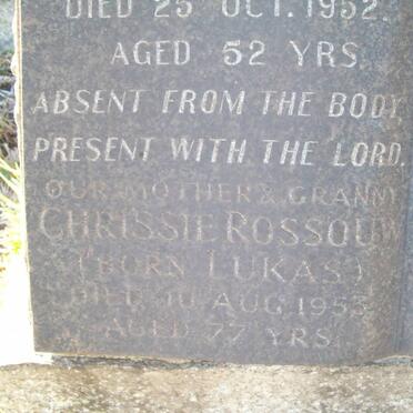 ROSSOUW Peter -1952 :: ROSSOUW Chrissie nee LUKAS -1953 :: BAINES Ellen nee LAUBSCHER -1952