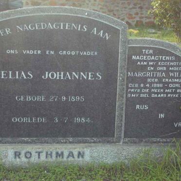 ROTHMAN Elias Johannes 1895-1984 &amp; Margritha Wilhelmina ERASMUS 1898-1977 :: ROTHMAN Louretta 1957-1957 