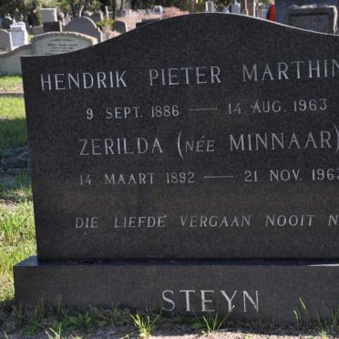 STEYN Hendrik Pieter Marthinus 1886-1963 &amp; Zerilda MINNAAR 1892-1963