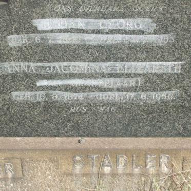 STADLER Johan George 1869-1953 &amp; Anna Jacomina Elizabeth GROBBELAAR 1874-1956