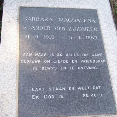 STANDER Barbara Magdalena nee ZUIDMEER 1919-1967