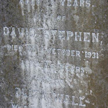 STEPHEN David -1931 &amp; Eliza WALL -1936