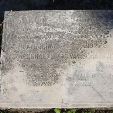 SCHALKWYK Andreas, van 1904-1973 &amp; Catharina 1892-1967