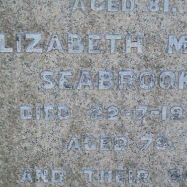 SEABROOK Elizabeth Mary  -1937 