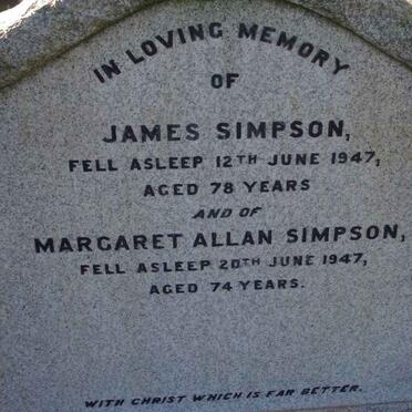 SIMPSON James -1947 &amp; Margaret Allen -1947
