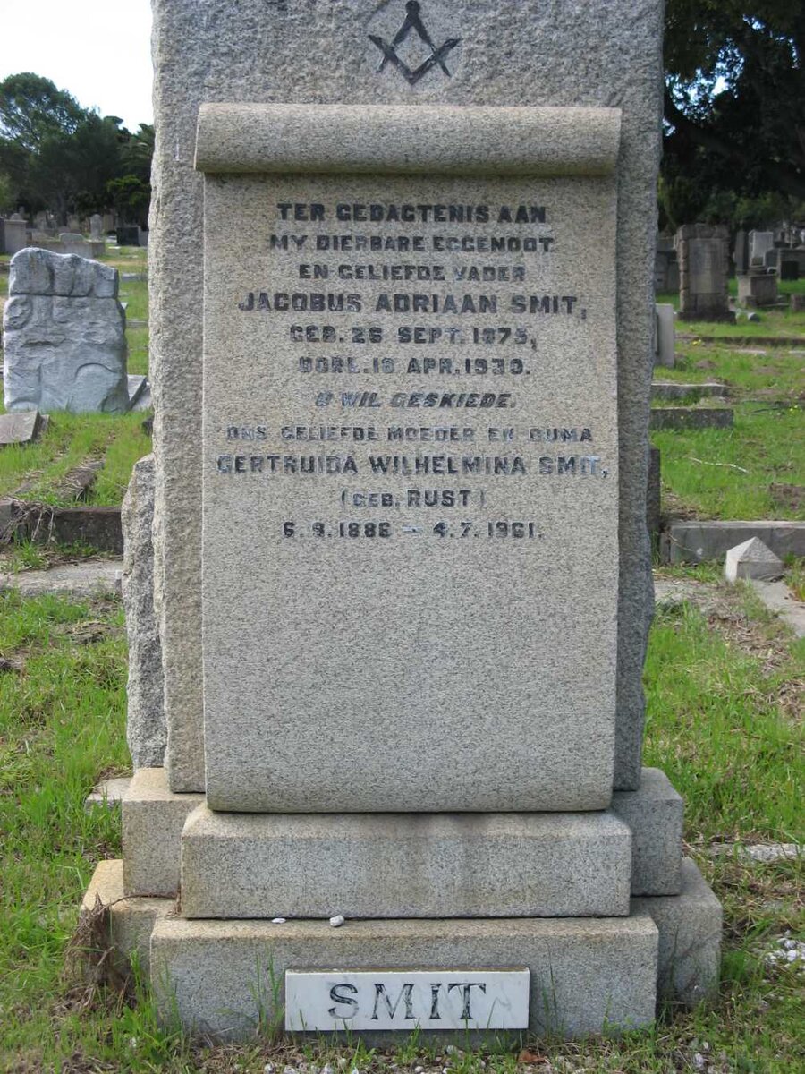 SMIT Jacobus Adriaan 1875-1930 &amp; Gertruida Wilhelmina RUST 1886-1961