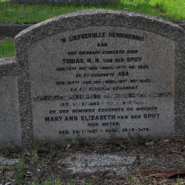 SPUY Cornelius Valkenberg de Villiers, van der 1883-1958 &amp; Mary Ann Elizabeth MEYER 1887-1972