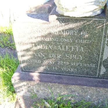 SPUY Lydia Aletta, van der -1952