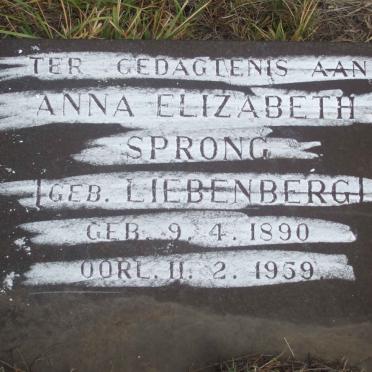 SPRONG Anna Elizabeth nee LIEBENBERG 1890-1959