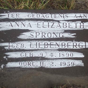 SPRONG Anna Elizabeth nee LIEBENBERG 1890-1959