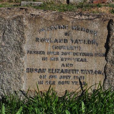 TAYLOR Rowland -1933 &amp; Susan Elizabeth -1951