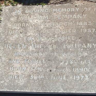 TEMPANY William 1883-1957 &amp; Helen Miller MAXWELL 1890-1973