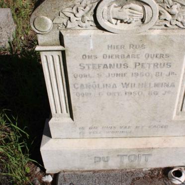TOIT Stefanus Petrus, du -1950 &amp; Carolina Wilhelmina -1950