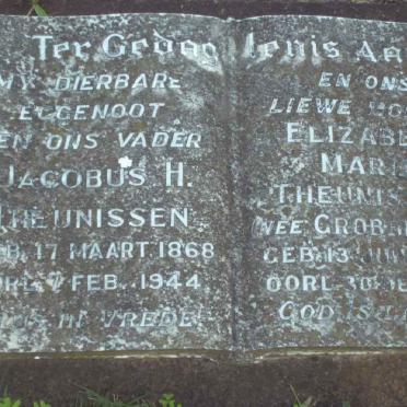 THEUNISSEN Jacobus H. 1868-1944 &amp; Elizabeth Marie GROBBELAAR 1877-1936