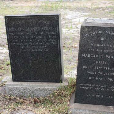 VERSTER John Christopher -1955 ::  VERSTER Margaret Pauline 1891-1939