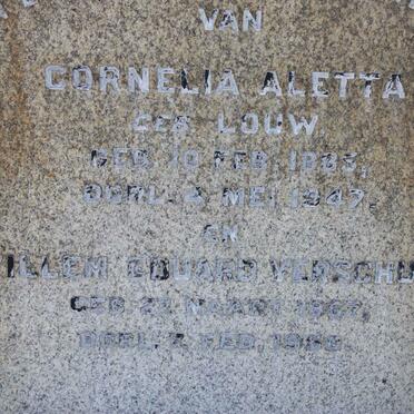 VERSCHUUR Willem Eduard 1867-1950 &amp; Cornelia Aletta LOUW 1865-1947