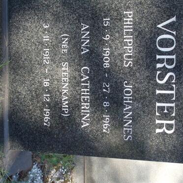 VORSTER Philippus Johannes 1908-1967 &amp; Anna Catharina STEENKAMP 1912-1967