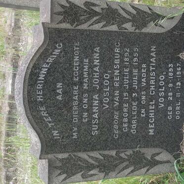 VOSLOO Mechiel Christiaan 1893-1967 &amp; Susanna Johanna VAN RENSBURG 1892-1955