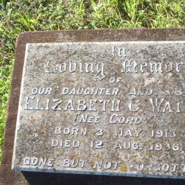WATSON Elizabeth C. nee CORDY 1913-1936