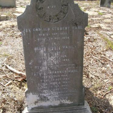 WAHL Jan Godlieb Gysbert 1822-1878 &amp; Alida Maria 1826-1892