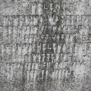 WASSERFALL Helena Catherina -1908 :: DAMSTER Johanna Helena nee WASSERFALL -1935