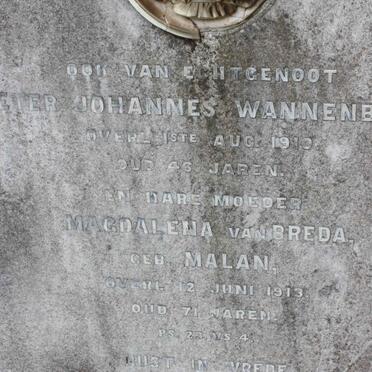 WANNENBURG Peter Johannes -1910 :: VAN BREDA Magdalena nee MALAN -1913