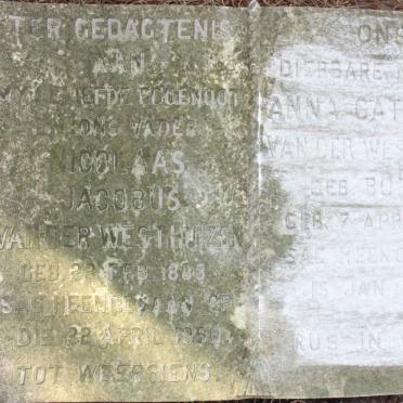 WESTHUIZEN Nicolaas Jacobus, van der 1888-1950 &amp; Anna Catharina BURGER 1889-1968
