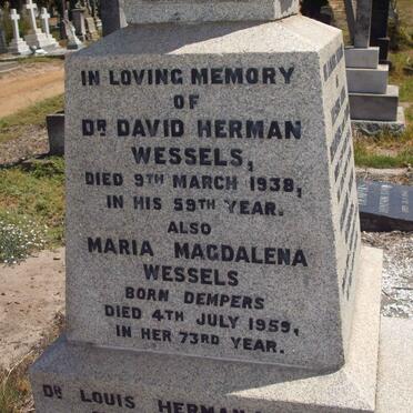 WESSELS David Herman -1938 &amp; Maria Magdalena DEMPERS -1959