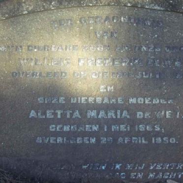WET Willem Frederik, de -1942 &amp; Aletta Maria 1865-1950