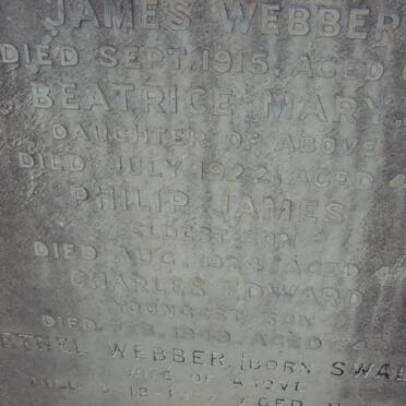 WEBBER Beatrice Mary -1922 :: WEBBER Philip James -1924 :: WEBBER Charles Edward -1949 &amp; Ethel SWALES -1967
