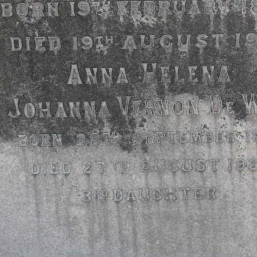 WET Anna Helena Johanna Vernon, De 1848-1922
