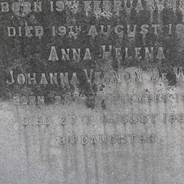 WET Anna Helena Johanna Vernon, De 1848-1922