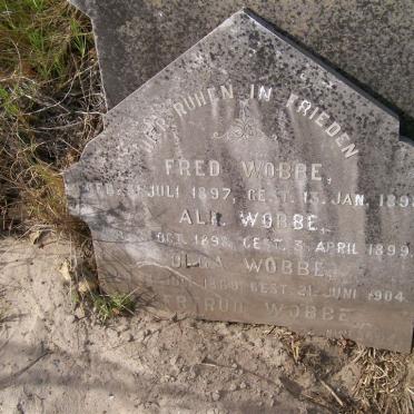 WOBBE Fred 1897-1898 :: WOBBE Ali 1898-1899 :: WOBBE Olga 1860-1904 :: WOBBE Gertud  ??
