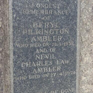 AMBLER Nevil Charles Law -1974 &amp; Beryl Pilkington -1956