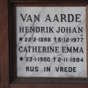 AARDE Hendrik Johan, van 1898-1977 &amp; Catherine Emma 1900-1984