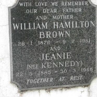 BROWN William Hamilton 1876-1961 &amp; Jeanie KENNEDY 1885-1966