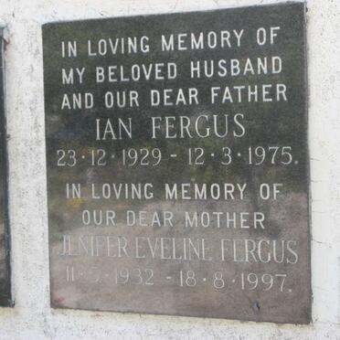 FERGUS Ian 1929-1975 &amp; Jenifer Eveline 1932-1997