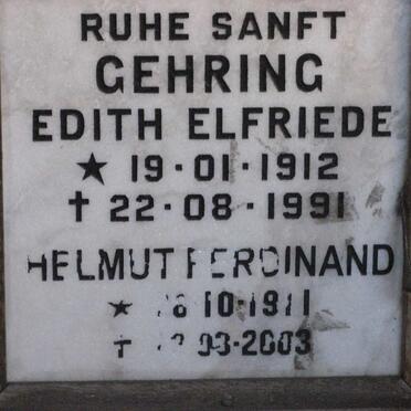 GEHRING Helmut Ferdinand 1911-2003 &amp; Edith Elfriede 1912-1991