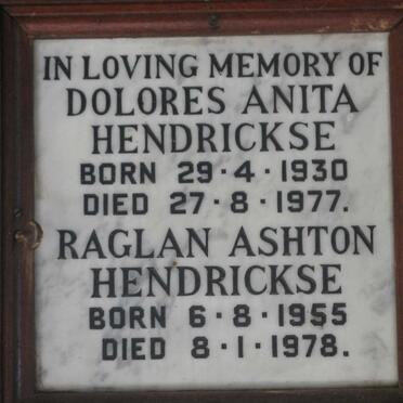 HENDRICKSE Dolores Anita 1930-1977 :: HENDRICKSE Raglan Ashton 1955-1978