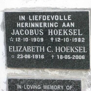 HOEKSEL Jacobus 1909-1982 &amp; Elizabeth C. 1916-2006