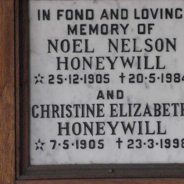 HONEYWILL Noel Nelson 1905-1984 &amp; Christine Elizabeth 1905-1998