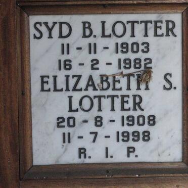 LOTTER Syd B. 1903-1982 &amp; Elizabeth S. 1908-1998